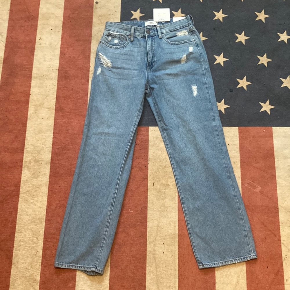 Pre-Distressed Light Denim Dad Jeans